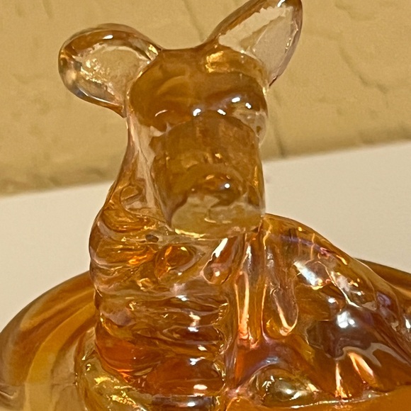Vintage Jeanette Marigold Carnival Glass Scottie Dog Candy- Trinket -Powder-Dish - Picture 3 of 10